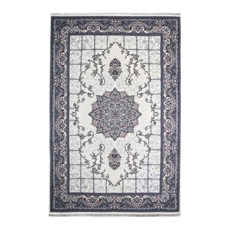 فرش ماشینی 700 شانه سهند زمینه نقره‌ای حاشیه کرم مدل VF20.5I