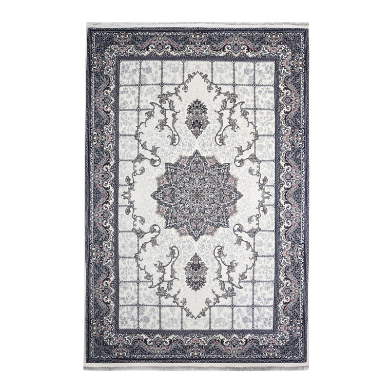 فرش ماشینی 700 شانه سهند زمینه نقره‌ای حاشیه کرم مدل VF20.5I