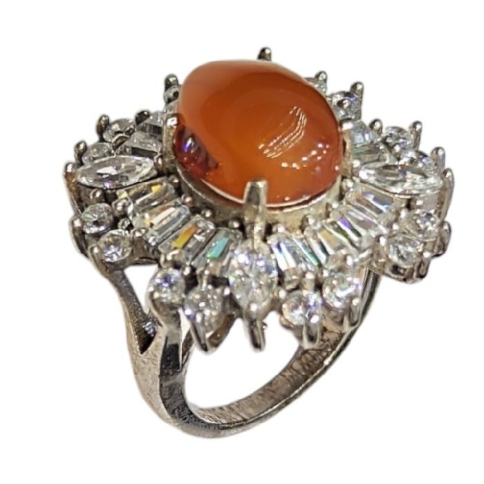 انگشتر نقره زنانه مدل سنگ عقیق یمانی کد 4100 -  - 1