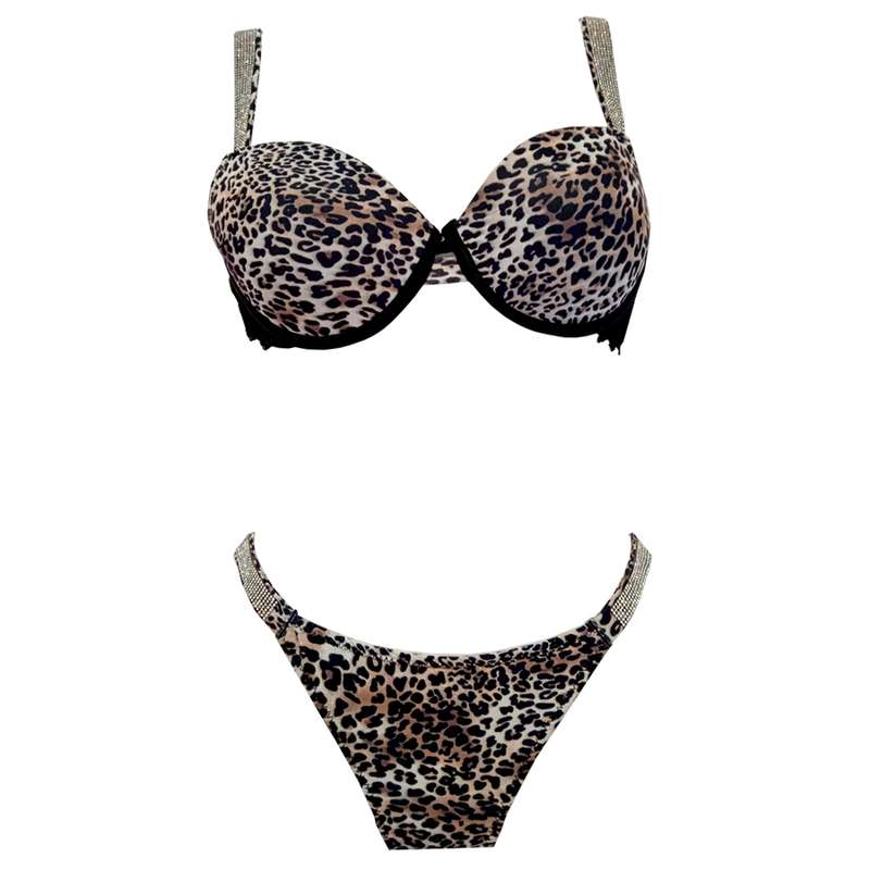 ست شورت و سوتین زنانه مدل پلنگی کد 3070