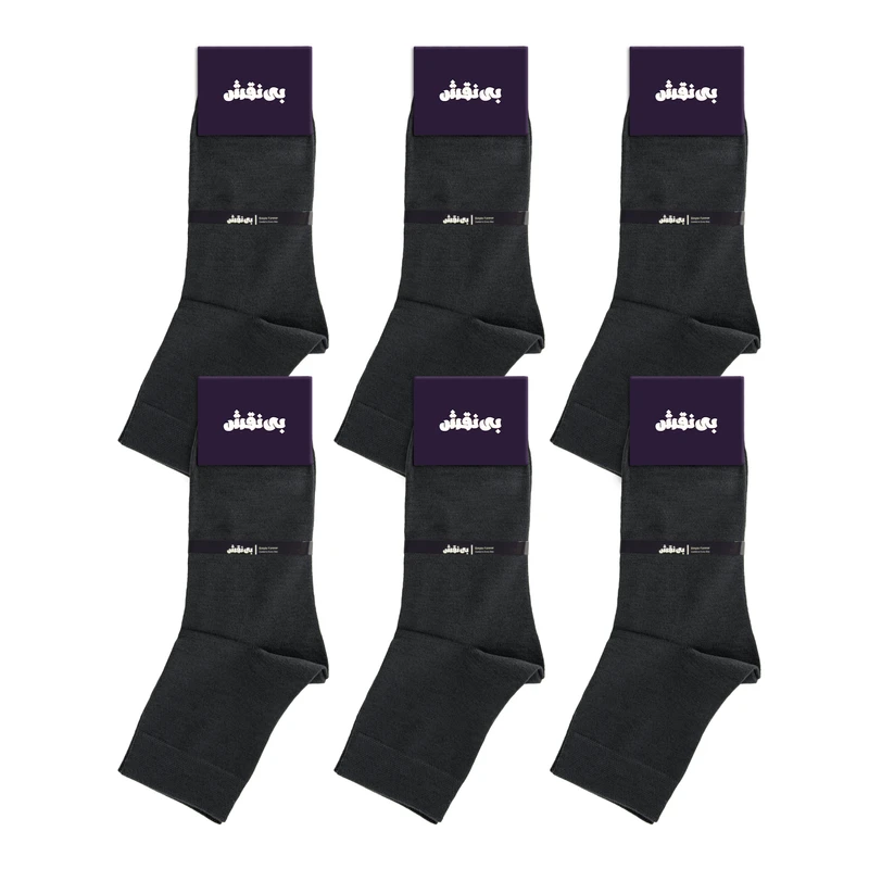 جوراب نیم ساق مردانه بی نقش مدل ساده کد BMJ-652 بسته 6 عددی