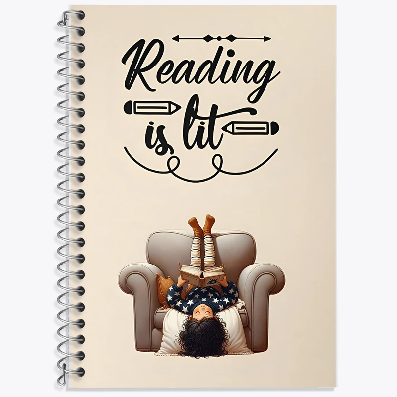 دفتر زبان 50 برگ خندالو مدل دو خط طرح دختر و کتاب کد F5814