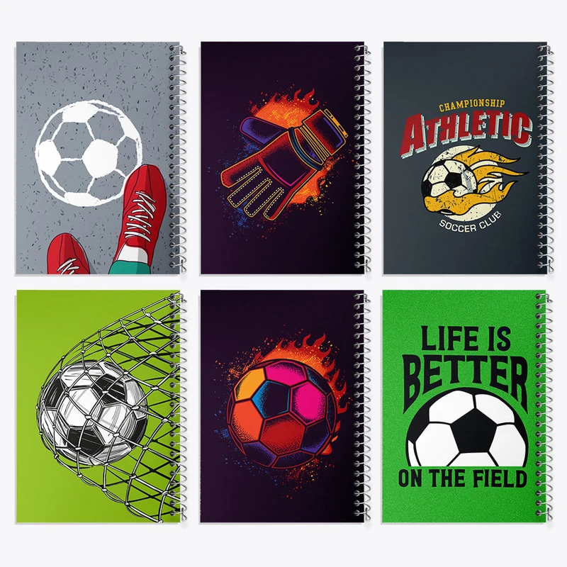 دفتر مشق 100 برگ خندالو طرح فوتبال (Football) کد 378 مجموعه 6 عددی