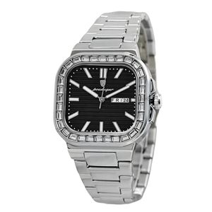 ساعت مچی عقربه‌ای کوارتز مردانه پوداگار مدل مربعی دور نگین کد 002