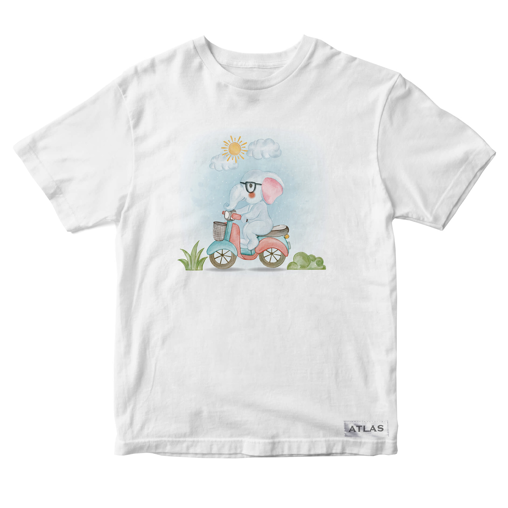 تی شرت آستین کوتاه پسرانه مدل فیل کد SH034 رنگ سفید