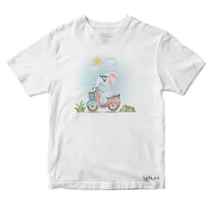 تی شرت آستین کوتاه دخترانه مدل فیل کد SH034 رنگ سفید