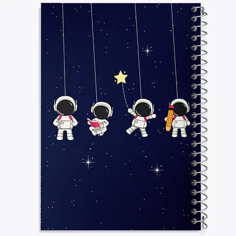 دفتر ژورنال نویسی 50 برگ خندالو مدل نقطه ای طرح فضانورد های بامزه کد F6425