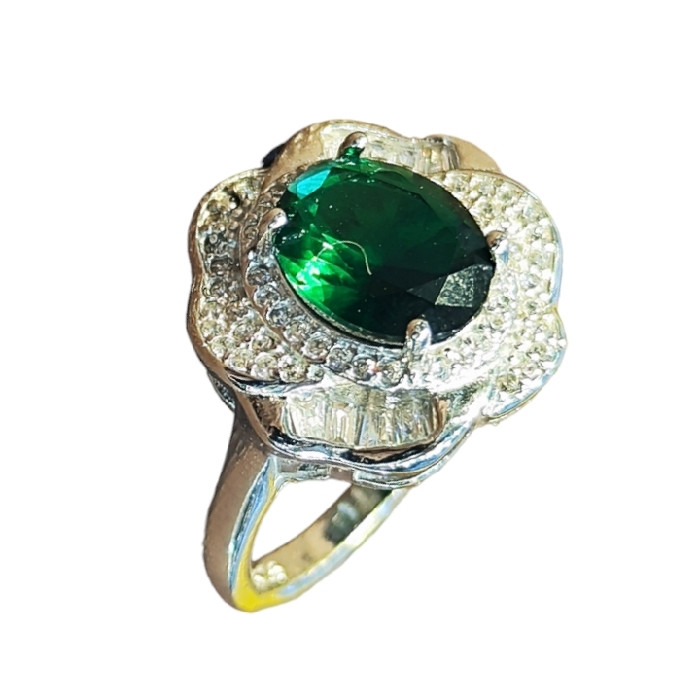 انگشتر نقره زنانه نقره جات بافندگان مدل سنگ زمرد کد 700