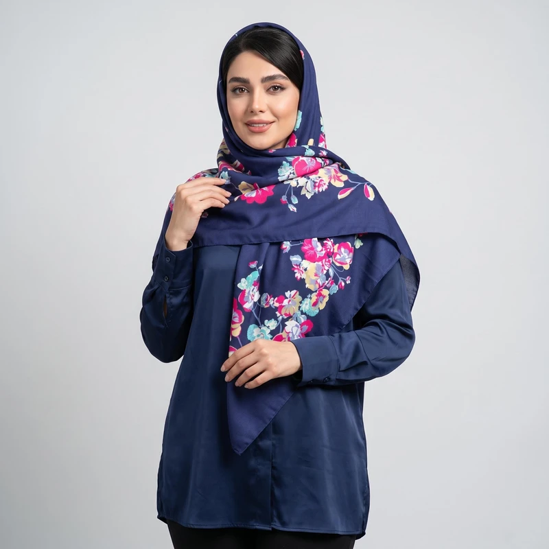 روسری زنانه مدل نخ پنبه گل گلی پاییزی کد 1018