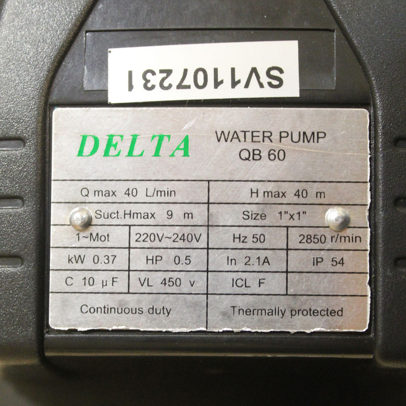 پمپ آب دلتا مدل QB 60 کد 0.5HP