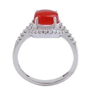 انگشتر نقره زنانه مدل بازرگانی میلادی عقیق آبکاری رادیوم قالب جواهری کد AWR_1448