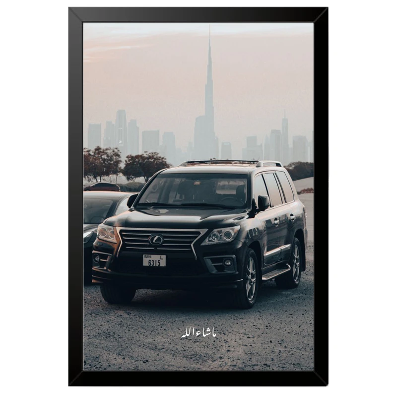 تابلو بکلیت طرح ماشین و خودرو لکسوس Lexus LX 570 مدل B-po1988 فریم مشکی