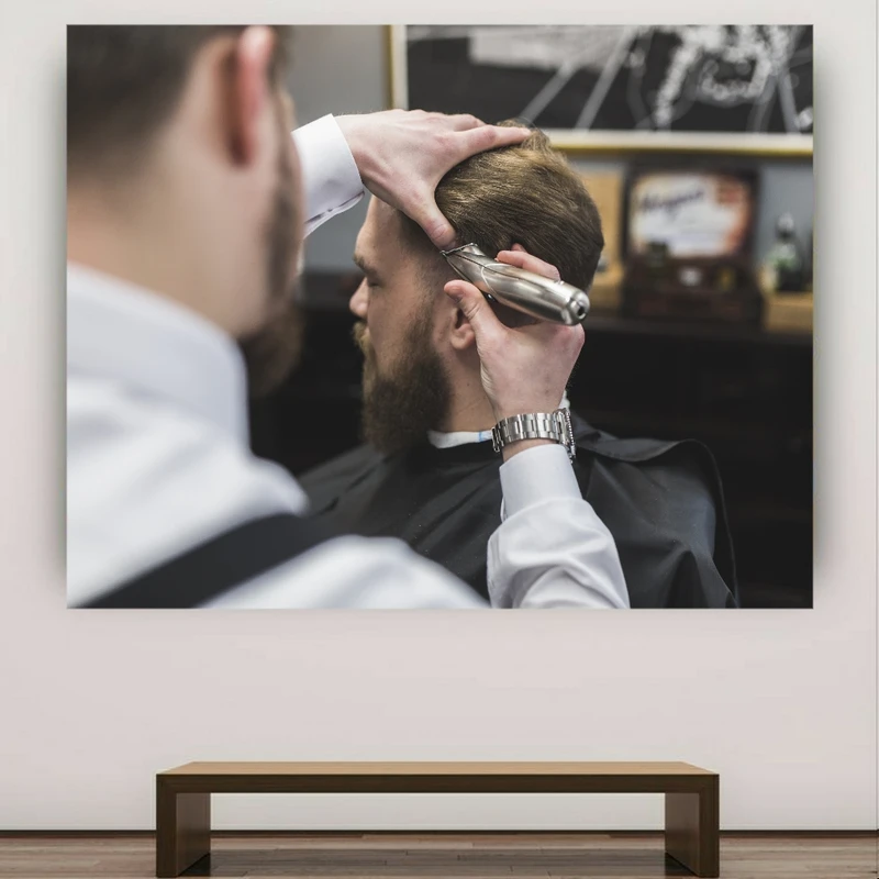 تابلو بوم طرح مخمل آرایشگاه مردانه مدل موزر کد GR732