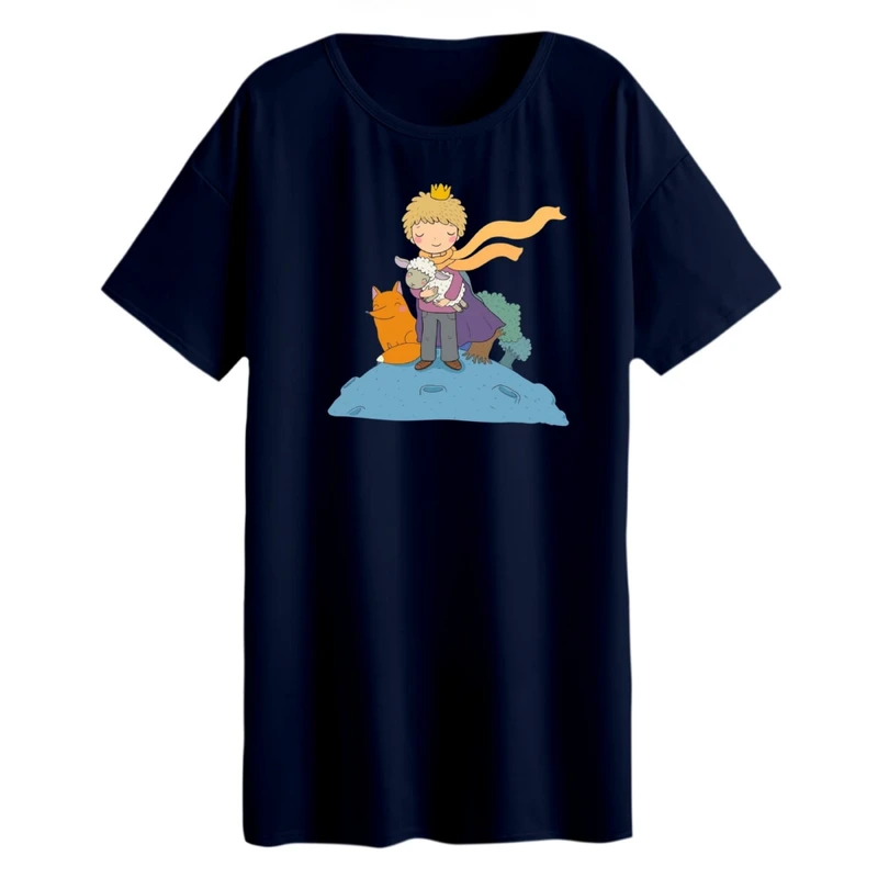 تی شرت لانگ آستین کوتاه زنانه مدل شازده کوچولو و روباه کد 4