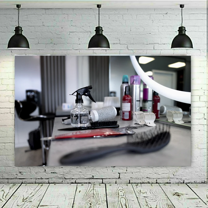 تابلو بوم طرح آرایشگاه مدل آب پاش و برس کد BM107