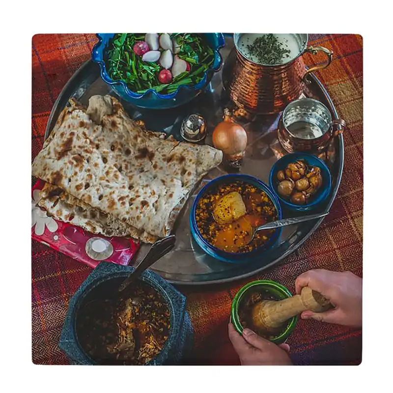 کاشی کارنیلا طرح دیزی و نان سنگک مدل لوحی کد klh2383