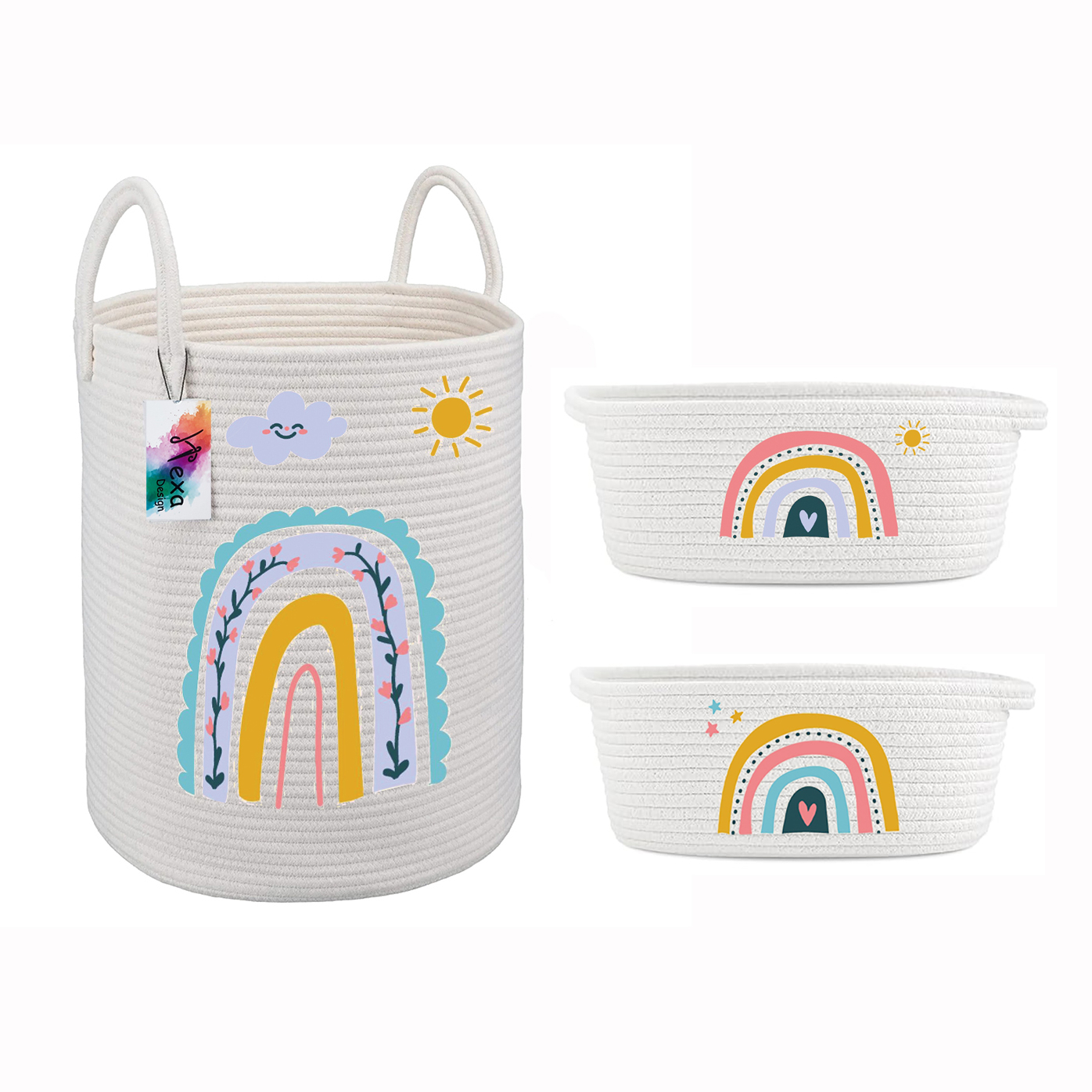 ست سبد وسایل کودک مدل رنگین کمان کد 1 مجموعه 3 عددی