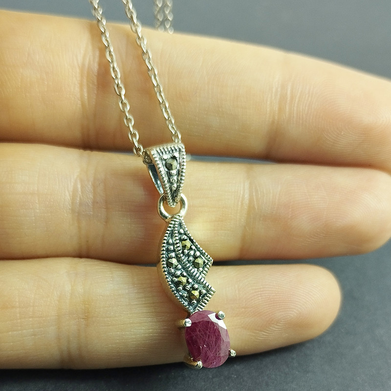 نیم ست نقره زنانه سلین کالا مدل یاقوت معدنی کد 51