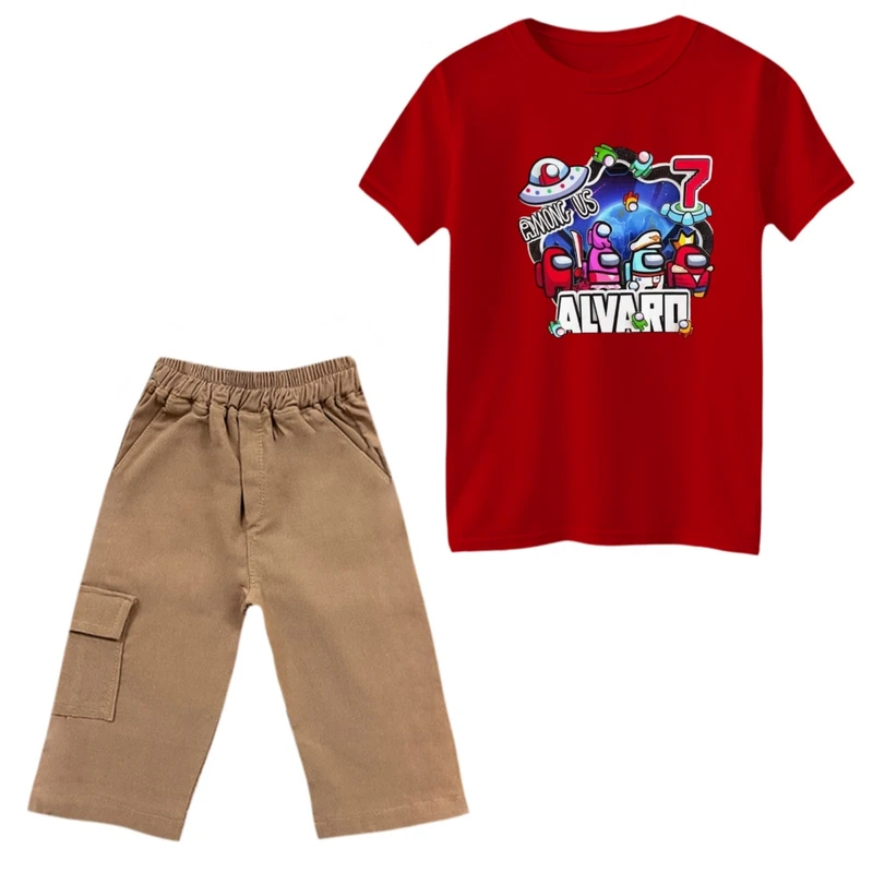 ست تی‌شرت و شلوارک پسرانه مدل امانگ آس کد 4