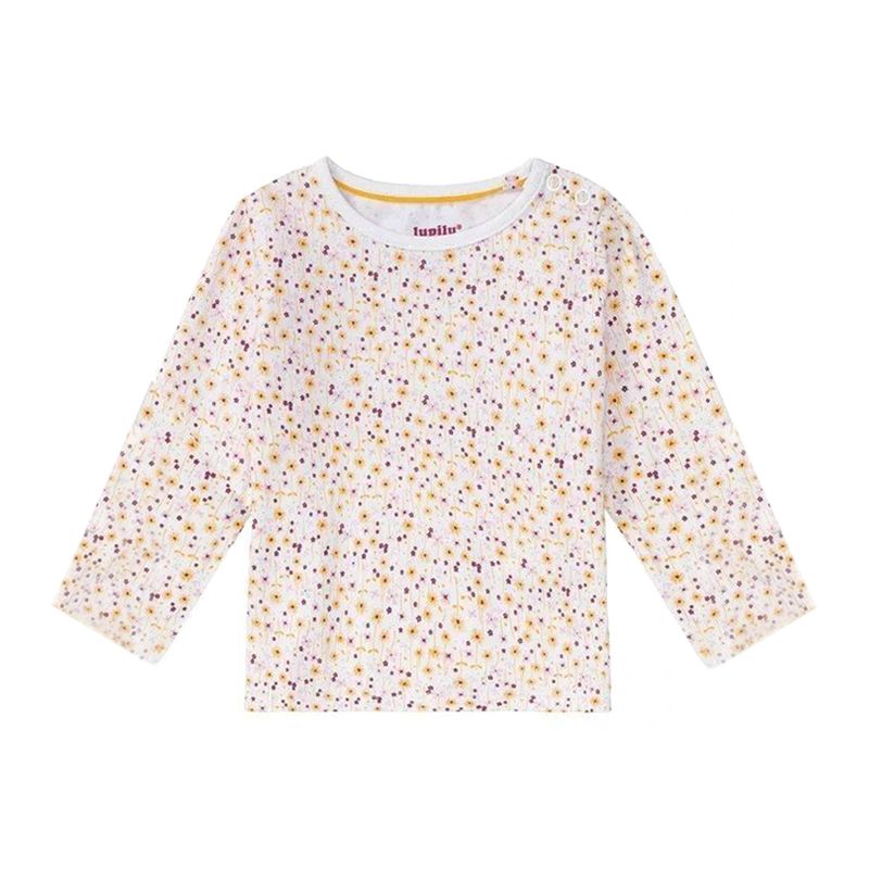 تی شرت آستین بلند نوزادی لوپیلو مدل شکوفه ها کد AT300