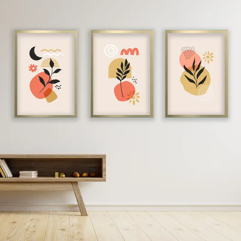 تابلو مدل مینیمال دکوراتیو کد LA-G3046 مجموعه 3 عددی