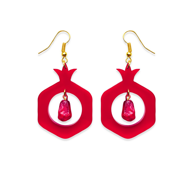 گوشواره دخترانه مدل انار یلدا کد 002