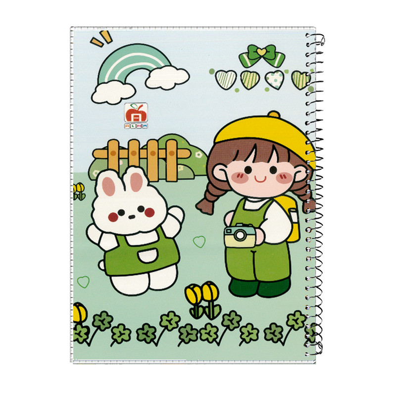 دفتر 60 برگ آلما مدل کارتونی طرح حاشیه دار کد 7620