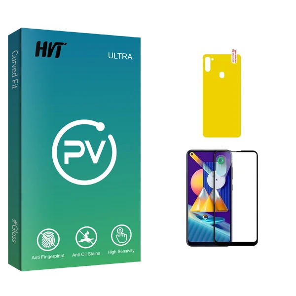محافظ صفحه نمایش سرامیکی اچ وی تی مدل PV Pro مناسب برای گوشی موبایل سامسونگ Galaxy M11 به همراه محافظ پشت گوشی