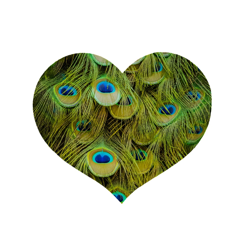 پادری مدل قلب طرح پرطاووس کد 5314 سایز 90x90 سانتی متر