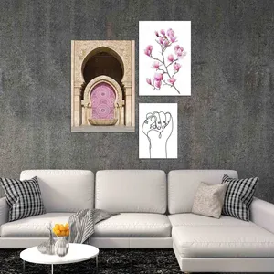 تابلو شاسی بکلیت طرح منظره قدیمی و گل مدل SH-439 مجموعه 3 عددی