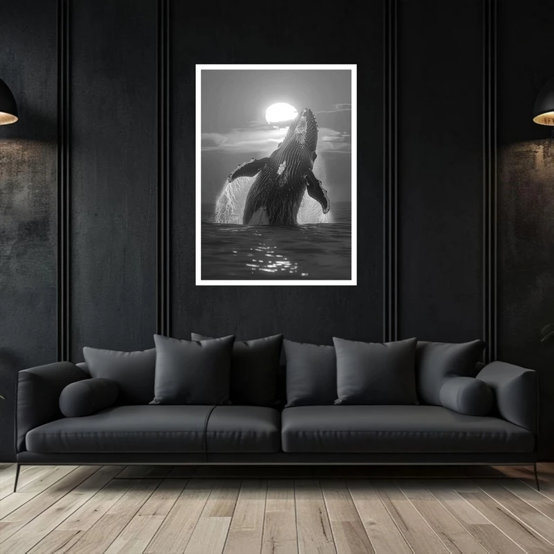 تابلو بکلیت طرح  دکوری هنری و مدرن  نهنگ و وال آبی مدل W-bu5366