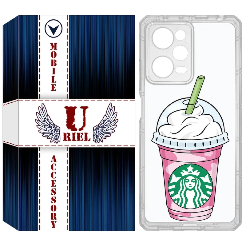 کاور یوریل مدل Clear کد 55 طرح استارباکس مناسب برای گوشی موبایل شیائومی Poco X5 Pro / Redmi Note 12 Pro / Note 12 Pro Plus