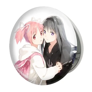 آینه جیبی خندالو طرح همورا و مدوکا انیمه مادوکا مجیکا Madoka Magica مدل تاشو کد 18430