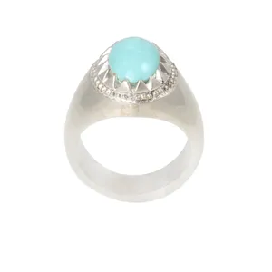 انگشتر نقره مردانه بازرگانی میلادی مدل سنگ فیروزه طبیعی نیشابور فیلی کد AM_1940