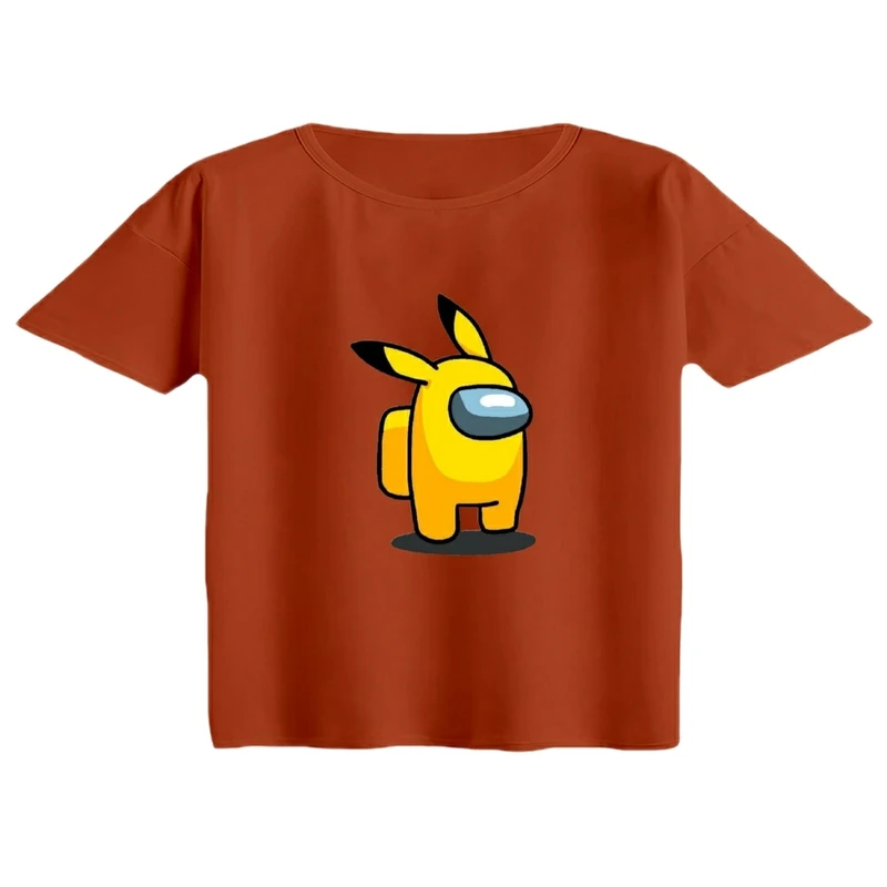 کراپ تی‌شرت آستین کوتاه زنانه مدل امانگ آس کد 1