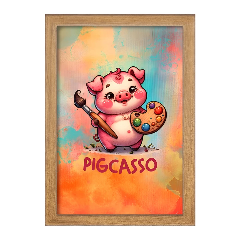 تابلو خندالو مدل خوک نقاش کد F7061