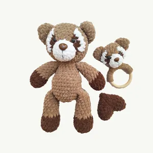 عروسک بافتنی مدل راکون مجموعه ۳ عددی