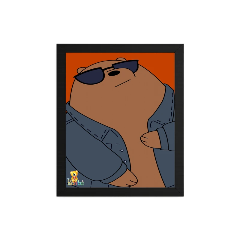 تابلو بانیبو طرح  خرس کد 124 فریم مشکی