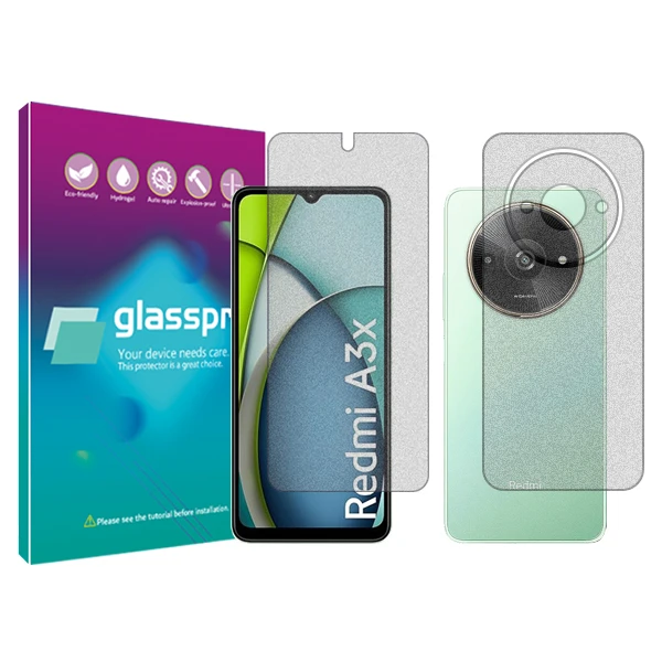 محافظ صفحه نمایش مات گلس پرو مدل Resistant مناسب برای گوشی موبایل شیائومی Redmi A3x به همراه محافظ پشت گوشی