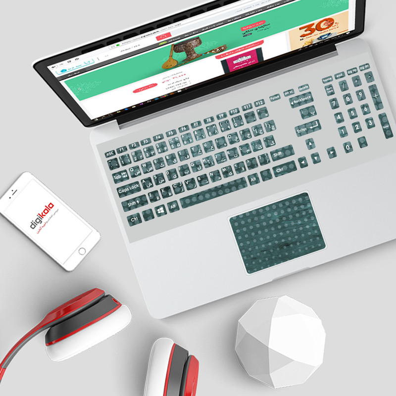  استیکر لپ تاپ مدل 77 hk به همراه برچسب حروف فارسی کیبورد