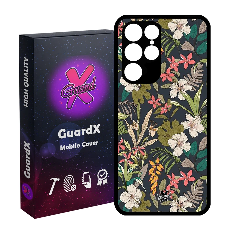 کاور گارد ایکس طرح گل مدل Glass10222 مناسب برای گوشی موبایل سامسونگ Galaxy S22 Ultra