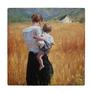  زیر لیوانی  طرح نقاشی مادر و کودک در گندمزار کد    5849945_4330