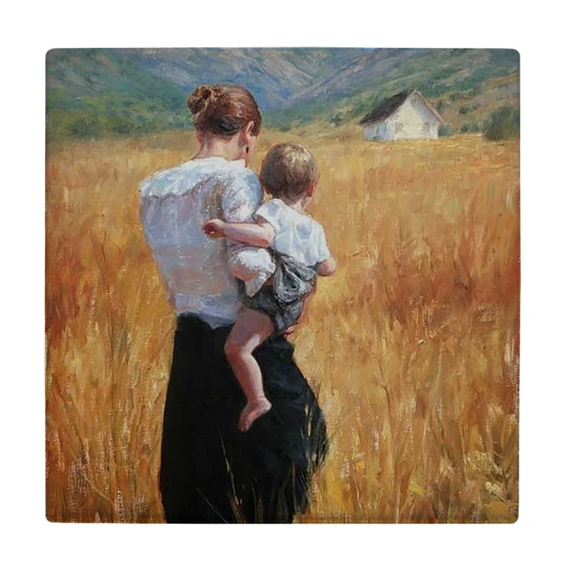  زیر لیوانی  طرح نقاشی مادر و کودک در گندمزار کد    5849945_4330