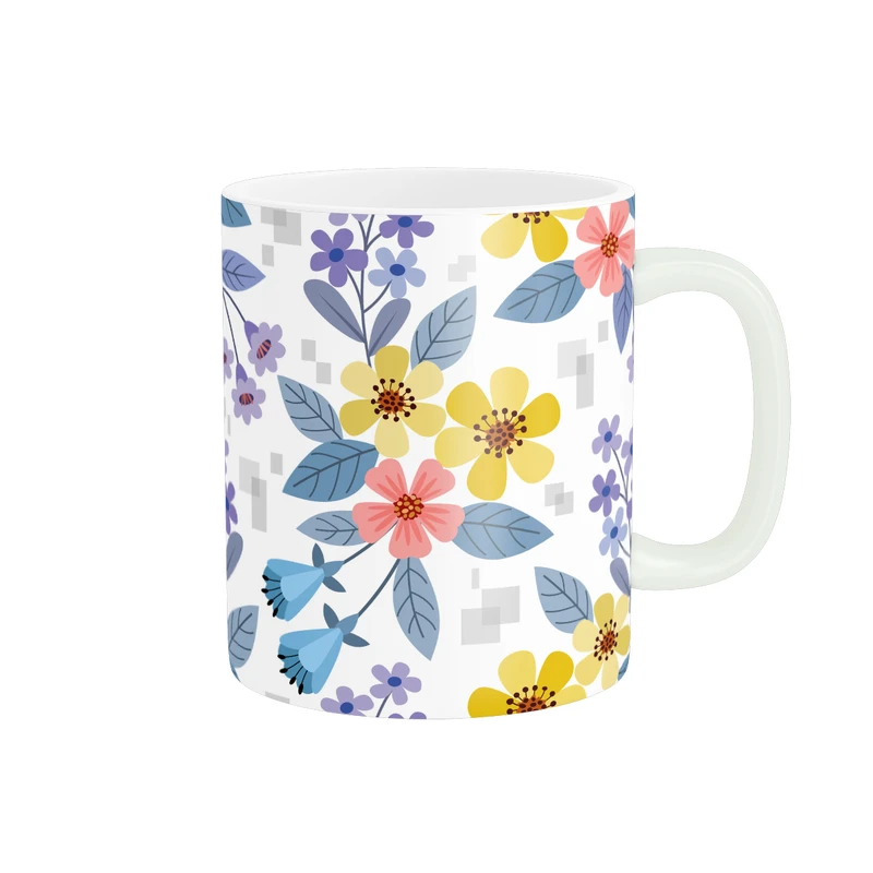 ماگ پاد آفرین مدل گل های رنگارنگ و مینیمال 6 کد MD-O13