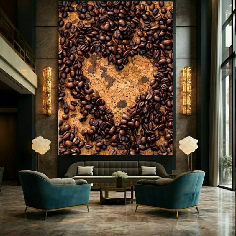 پوستر طرح مخمل دانه قهوه مدل قلبی کد FP105205