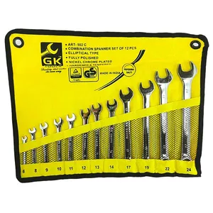 آچار یکسر تخت و یکسر رینگی جی کی تولز مدل 502c مجموعه 12 عددی
