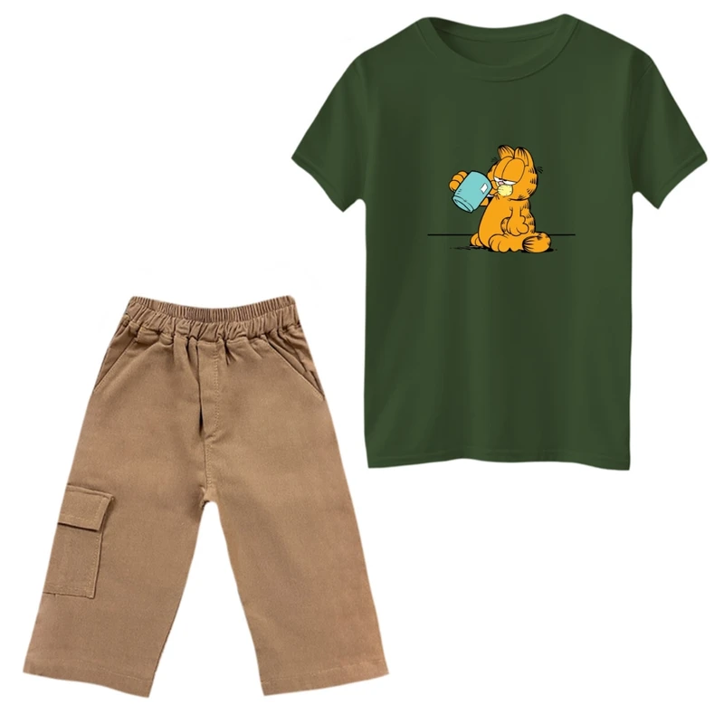 ست تی‌شرت و شلوارک پسرانه مدل گارفیلد کد 3