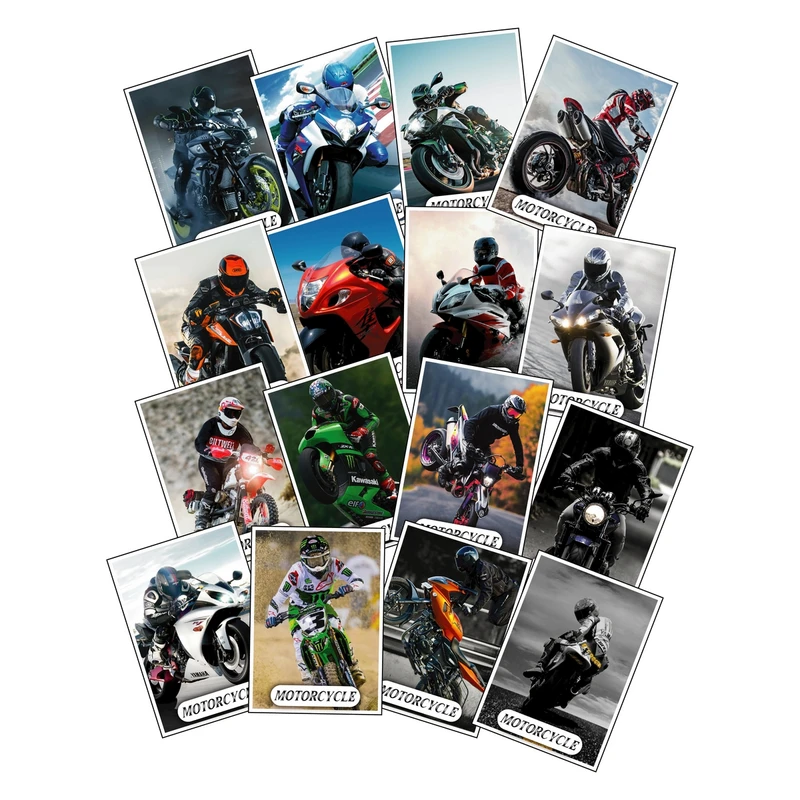 استیکر مدل موتور سیکلت طرح موتور سواران حرفه ای کد KM-MOTOR-2  مجموعه 16 عددی