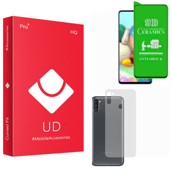 محافظ صفحه نمایش سرامیکی یو دی مدل HQ مناسب برای گوشی موبایل سامسونگ Galaxy A11 به همراه محافظ پشت گوشی