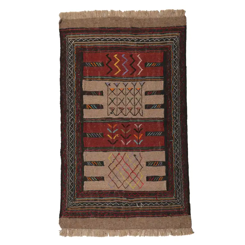 گلیم دستبافت نیم متری مدل سفره کردی کد 4010983